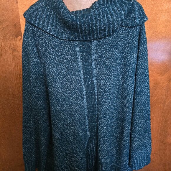 Roaman's Woman's Cowl Neck Tunic Length Long Sleeve Green Sweater 1X (22-24) - Picture 4 of 6